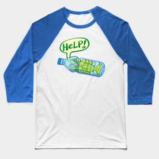 Fish inside a plastic bottle asking for help Baseball T-Shirt